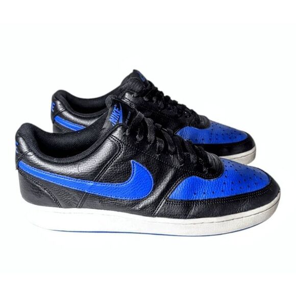 NIKE Court Vision Low "Black/Royal Blue' Sneakers Size 10 - Picture 3 of 9
